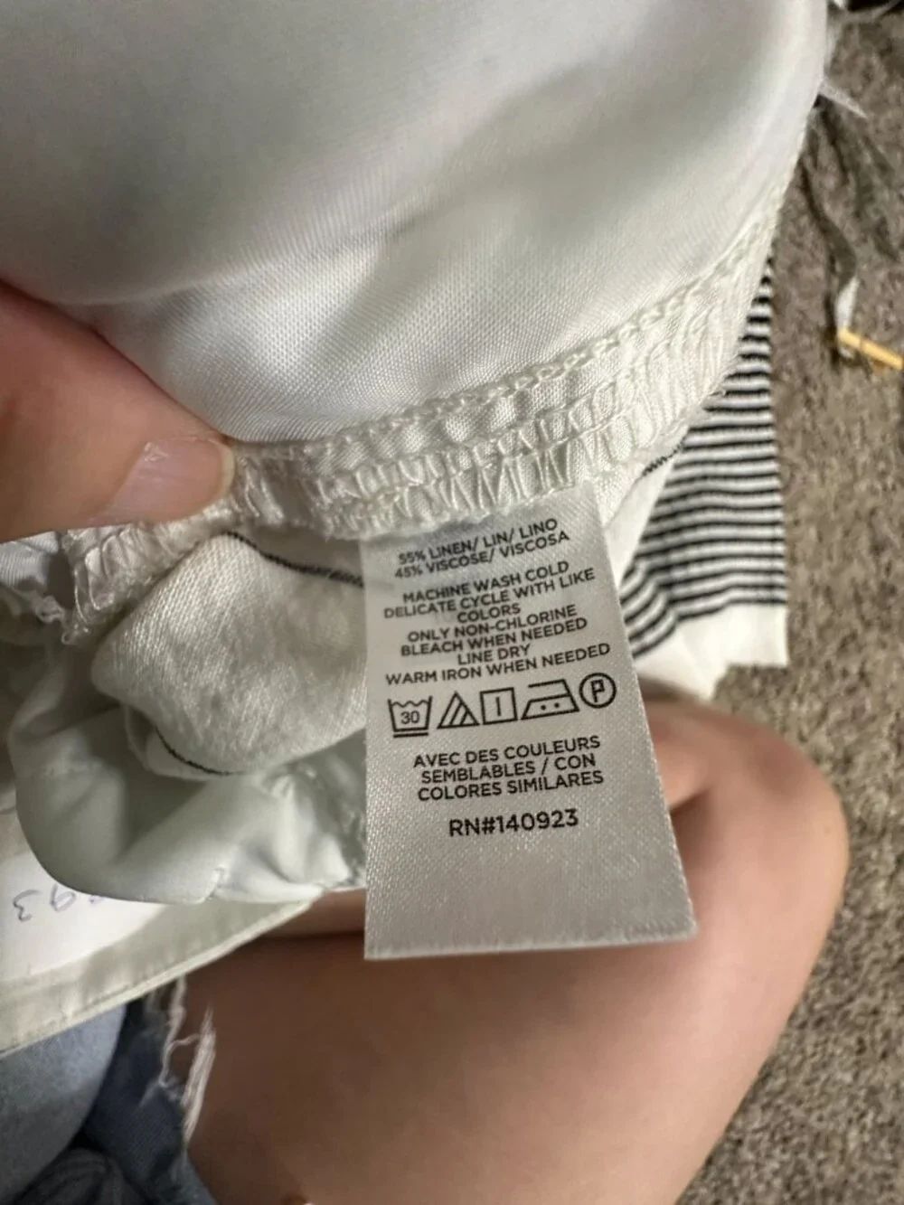 Loft Womens High-Rise Striped Wide-Leg Trousers 10 White Gray Linen Casual Offic - Picture 6 of 9